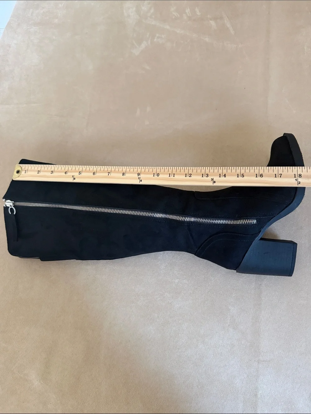 Kohl's Black  Suede-Look Boots with Silver Side Zipper Size 6